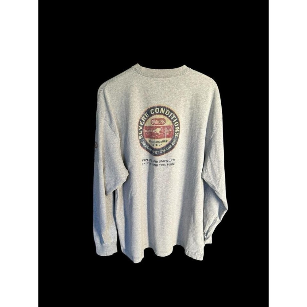 Vintage Abercrombie Fitch Men's XL Grey Long Sleeve Crew Neck Ski 100%‎ Cotton
